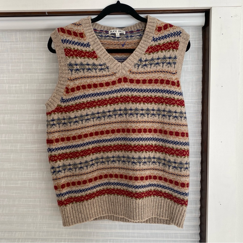 Alex Mill 100% extrafine merino wool fair aisle sweater vest
